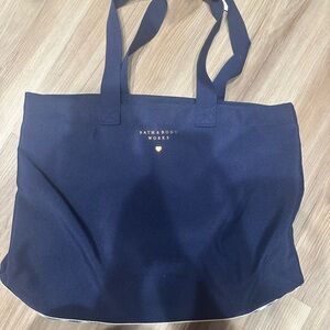 Bath & Body Works Dark Blue Tote with Gold Accent
